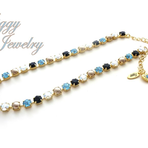 NEBULA GLOW 8mm Tennis Necklace made with Genuine Austrian Crystals and Pearls - Picture 6 of 8